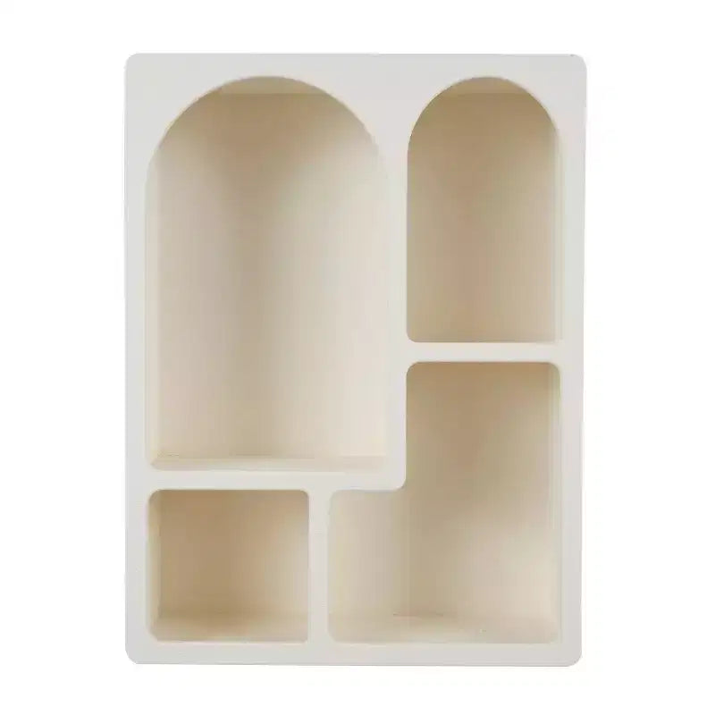 Wooden Geometric Wall Shelf with Block Shapes Cream - Olivia & May