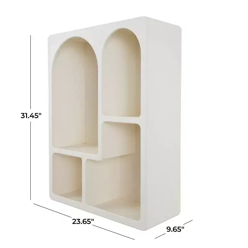 Wooden Geometric Wall Shelf with Block Shapes Cream - Olivia & May