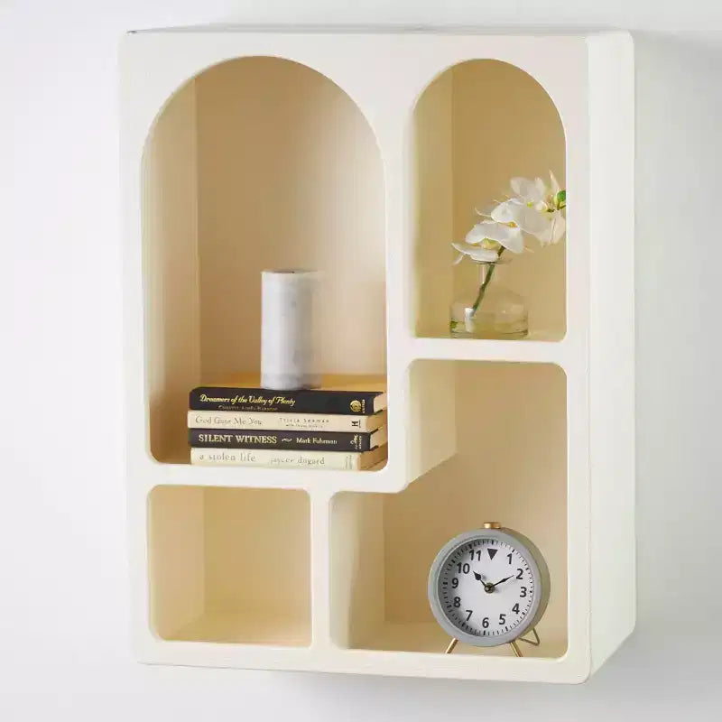 Wooden Geometric Wall Shelf with Block Shapes Cream - Olivia & May