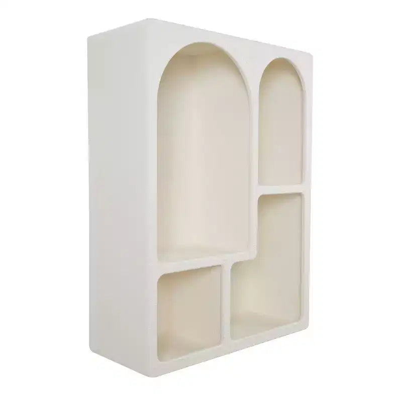 Wooden Geometric Wall Shelf with Block Shapes Cream - Olivia & May
