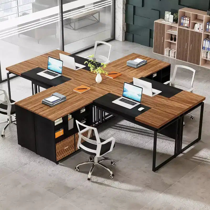 Lantine 63 L-Shaped Executive Desk with Reversible File Cabinet