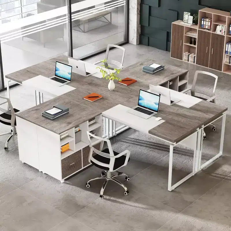 Lantine 63 L-Shaped Executive Desk with Reversible File Cabinet