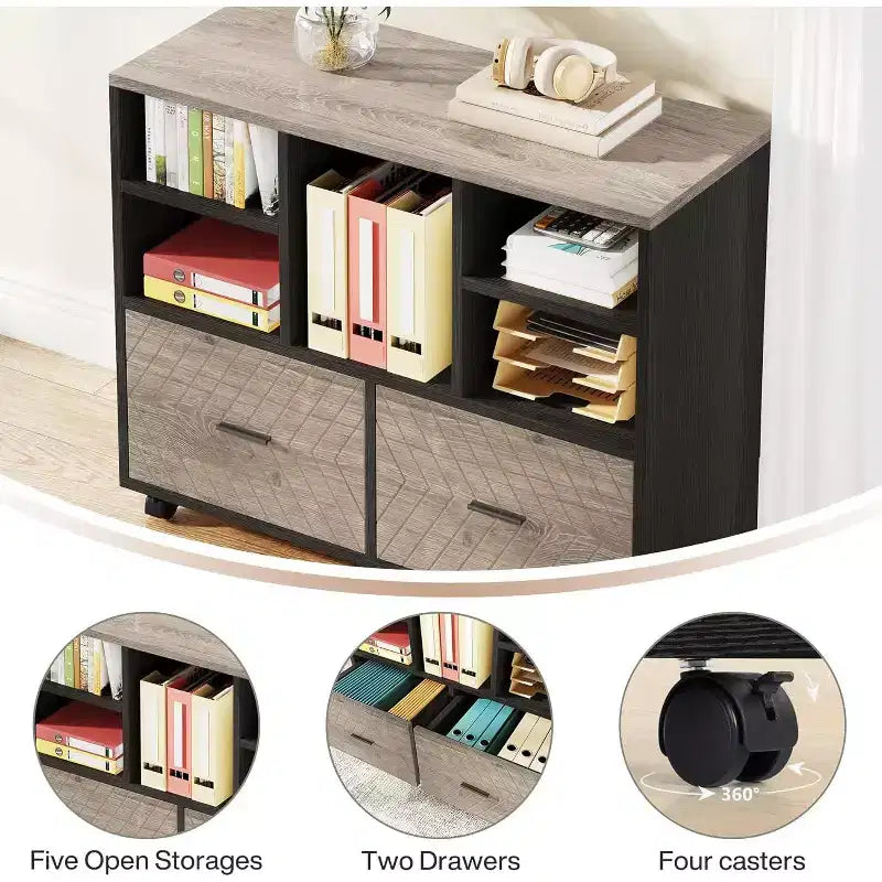 Lantine 63 L-Shaped Executive Desk with Reversible File Cabinet