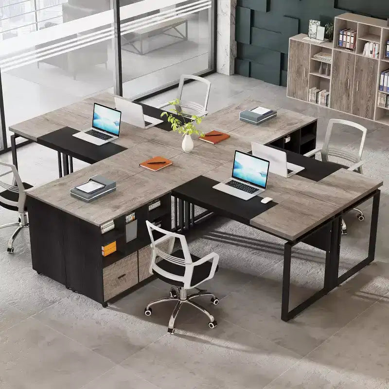 Lantine 63 L-Shaped Executive Desk with Reversible File Cabinet
