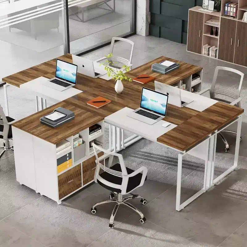 Lantine 63 L-Shaped Executive Desk with Reversible File Cabinet