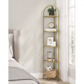 5-Tier Corner Shelf Stand, Corner Bookshelf, Bathroom Organizer, Plant Stand, Tempered Glass Metallic Gold