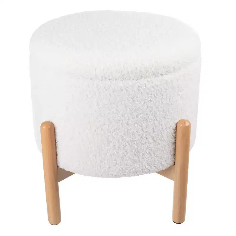 Lavish Home Round Ottoman with Removable Top for Storage