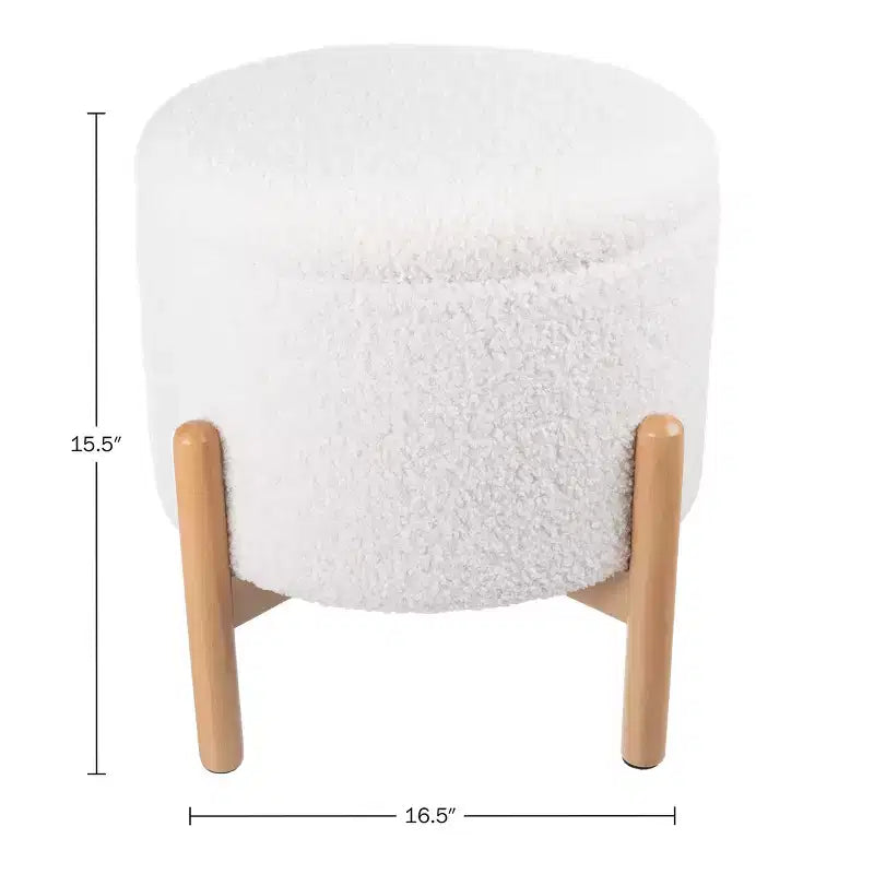 Lavish Home Round Ottoman with Removable Top for Storage