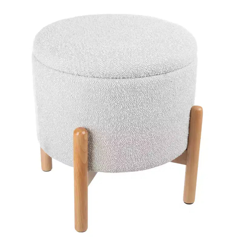 Lavish Home Round Ottoman with Removable Top for Storage