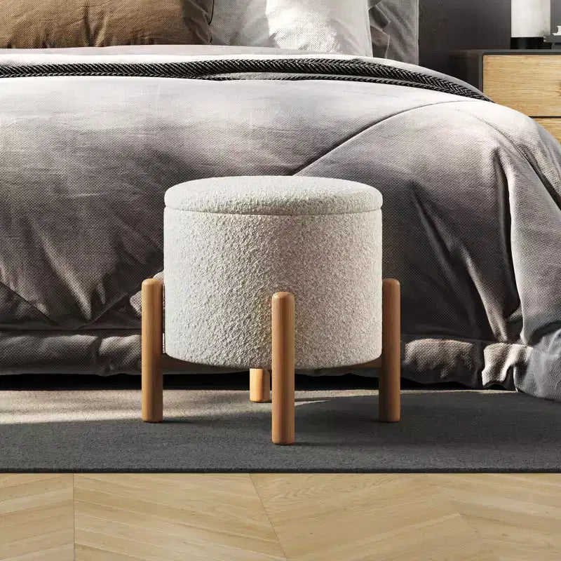 Lavish Home Round Ottoman with Removable Top for Storage