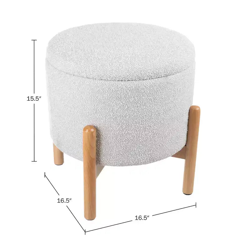 Lavish Home Round Ottoman with Removable Top for Storage