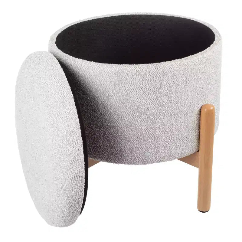 Lavish Home Round Ottoman with Removable Top for Storage