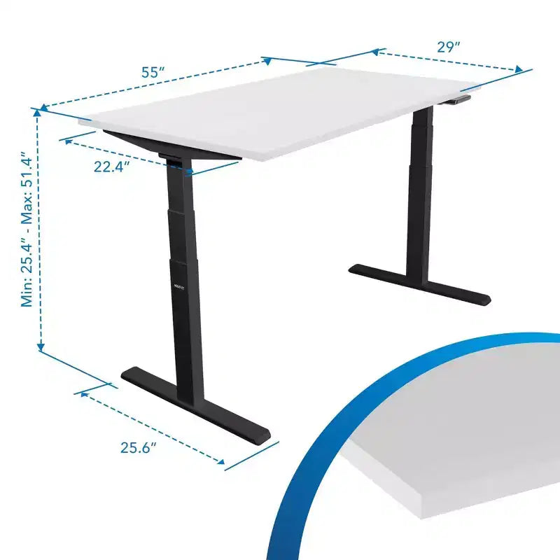 Mount-It! Dual Motor Electric Standing Desk with 55 Tabletop, White & Black