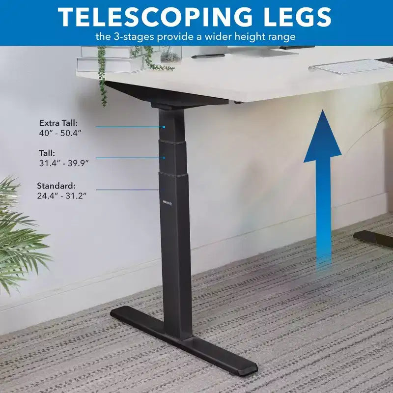 Mount-It! Dual Motor Electric Standing Desk with 55 Tabletop, White & Black