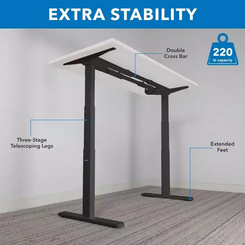 Mount-It! Dual Motor Electric Standing Desk with 55 Tabletop, White & Black