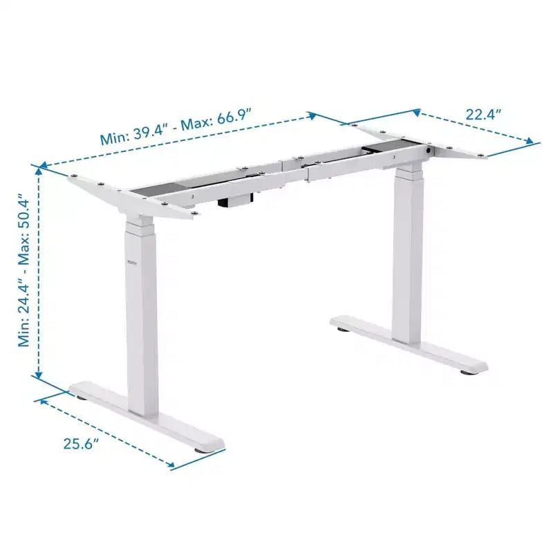 Mount-It! Electric Standing Desk Frame with Dual Motors and Digital Screen Control Panel, White