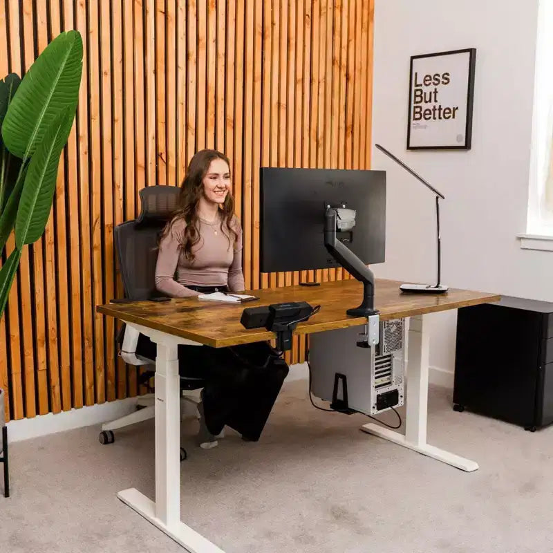 Mount-It! Electric Standing Desk Frame with Dual Motors and Digital Screen Control Panel, White