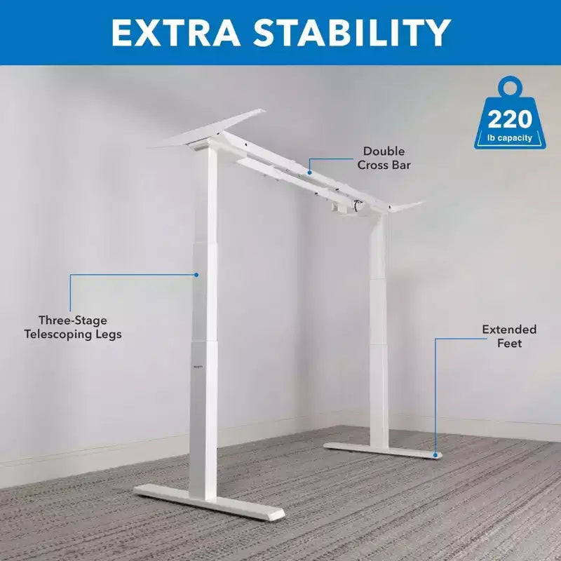 Mount-It! Electric Standing Desk Frame with Dual Motors and Digital Screen Control Panel, White