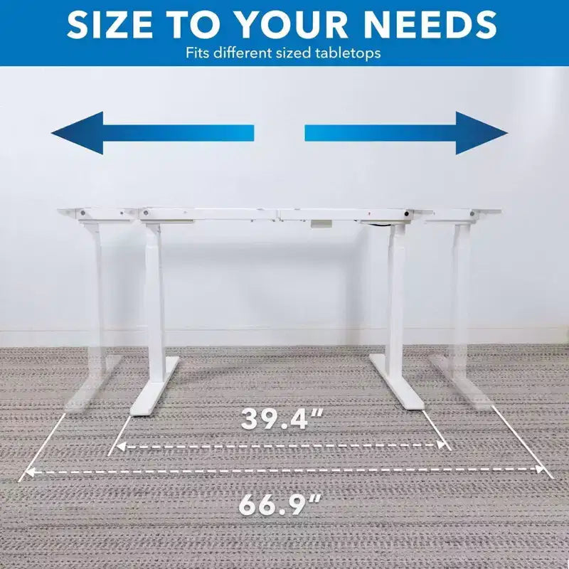 Mount-It! Electric Standing Desk Frame with Dual Motors and Digital Screen Control Panel, White