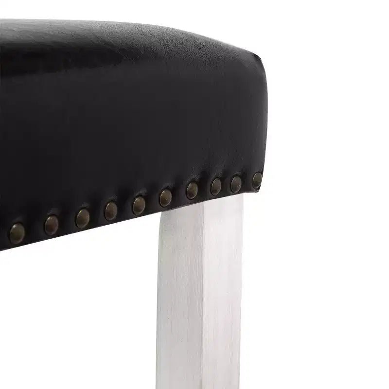 WestinTrends 29 Upholstered Saddle Seat Bar Stool, Antique White/Black