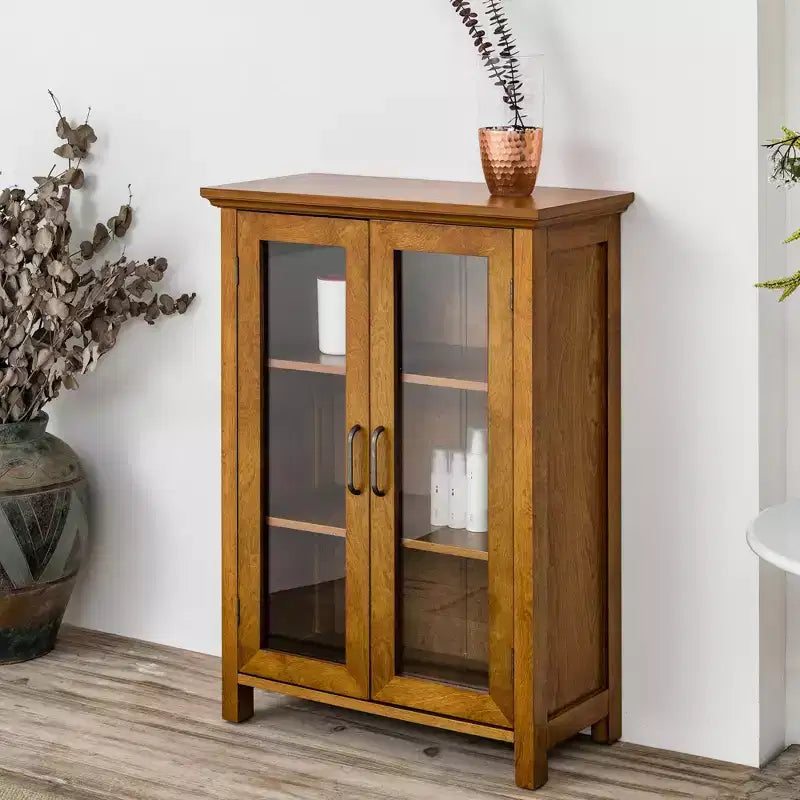Teamson Home Avery Freestanding Floor Cabinet with Glass Doors and Adjustable Shelf