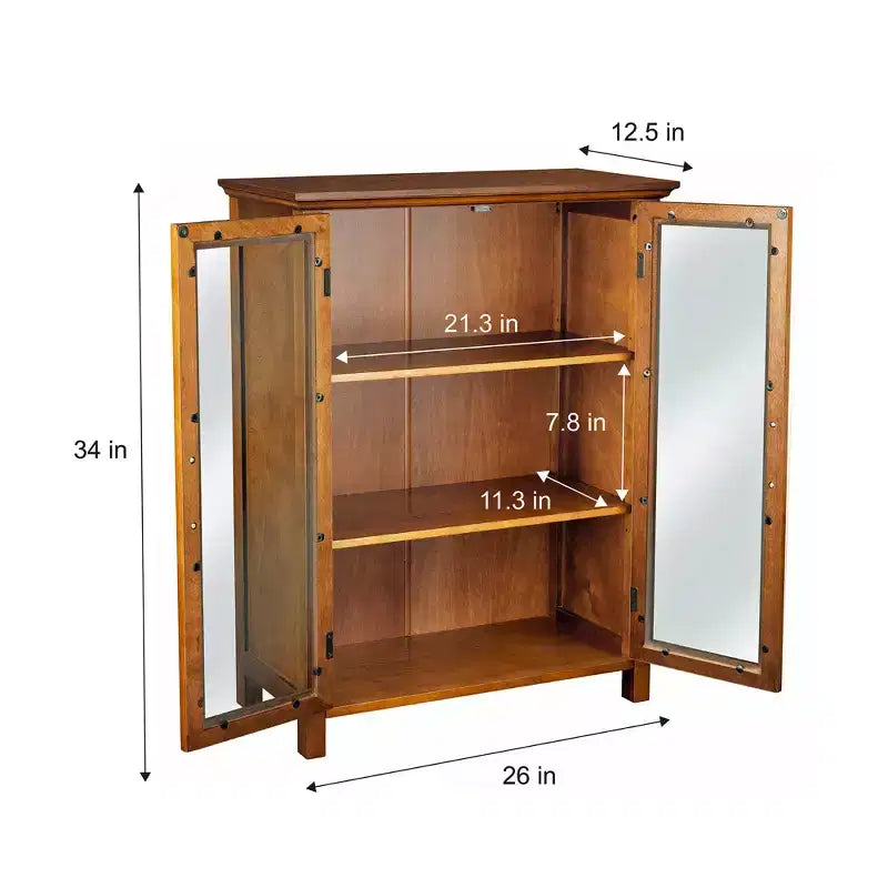 Teamson Home Avery Freestanding Floor Cabinet with Glass Doors and Adjustable Shelf