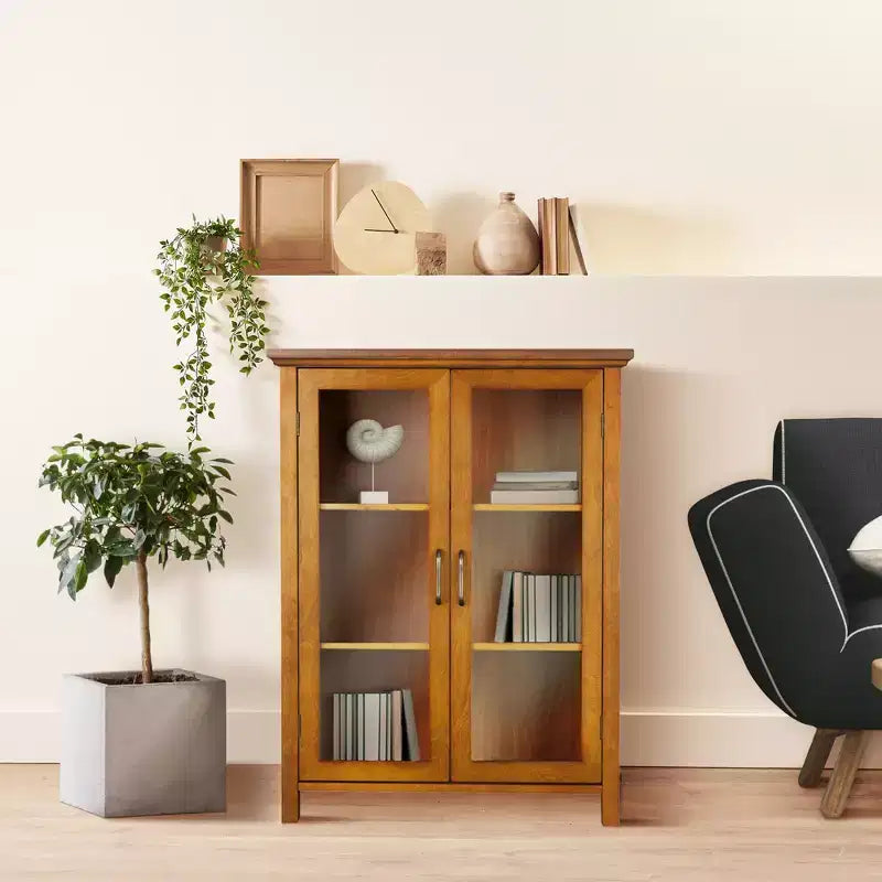 Teamson Home Avery Freestanding Floor Cabinet with Glass Doors and Adjustable Shelf