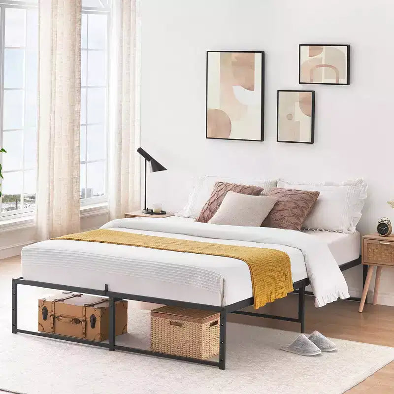 Twin Size Bed Frame Platform, 14 inch Metal Twin Bedframe with 3 in 1 Sturdy Steel Support, No Box Spring Needed Black Mattress Frame