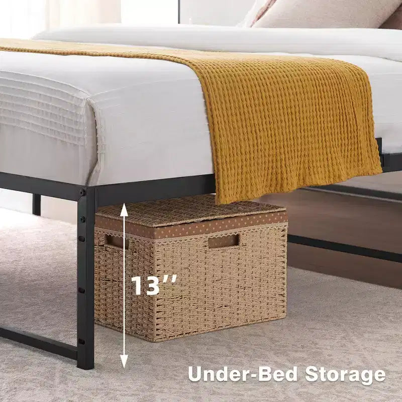 Twin Size Bed Frame Platform, 14 inch Metal Twin Bedframe with 3 in 1 Sturdy Steel Support, No Box Spring Needed Black Mattress Frame