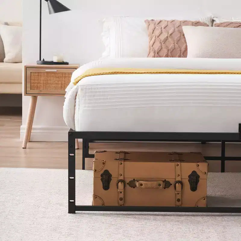 Twin Size Bed Frame Platform, 14 inch Metal Twin Bedframe with 3 in 1 Sturdy Steel Support, No Box Spring Needed Black Mattress Frame
