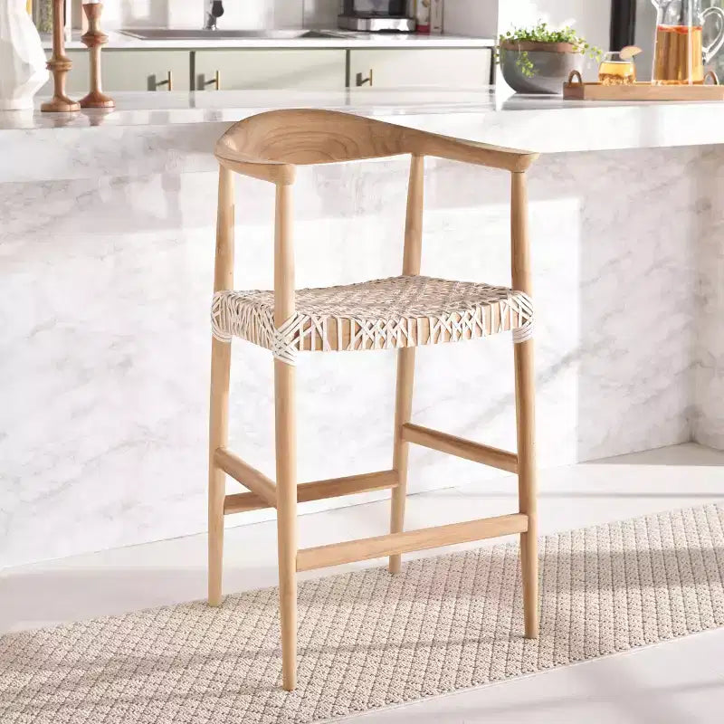 Bandelier Counter Stool - BST1006A - Natural/White - Safavieh