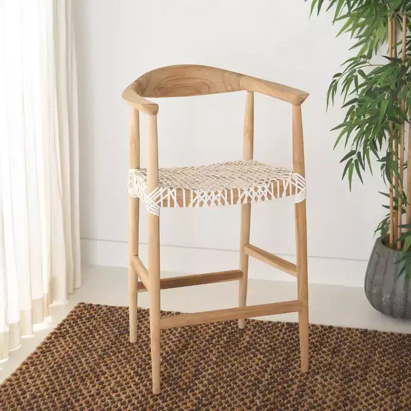 Bandelier Counter Stool - BST1006A - Natural/White - Safavieh