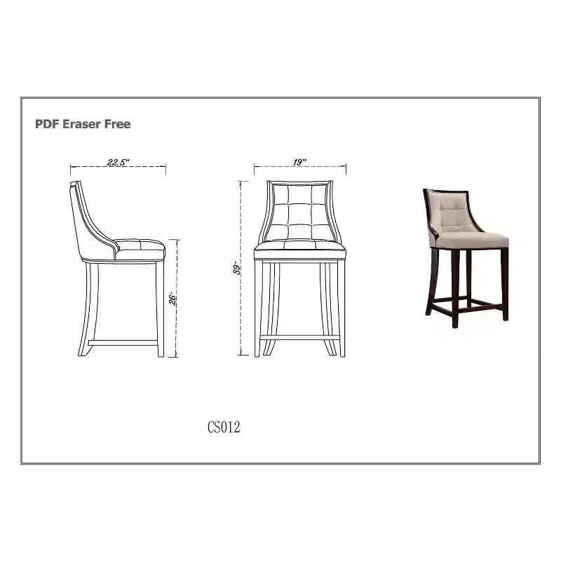 Fifth Ave Beech Wood Counter Height Barstool - Manhattan Comfort