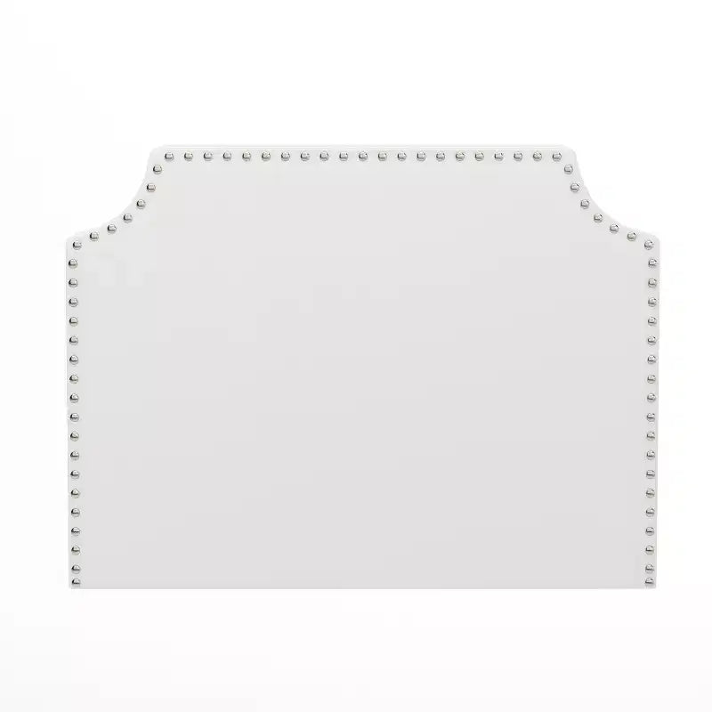 Merrick Lane Contoured Faux Leather Headboard with Studded Upholstery, Dual Hanging Options, Charging Station with 2 Outlets, USB Port, USB-C Port