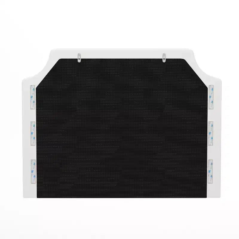 Merrick Lane Contoured Faux Leather Headboard with Studded Upholstery, Dual Hanging Options, Charging Station with 2 Outlets, USB Port, USB-C Port