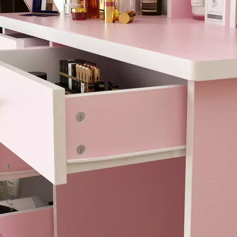 Famapy 31.5''W Dressing Desk Makeup Vanity Set with Stool and Mirror Led Light Bedroom Accent