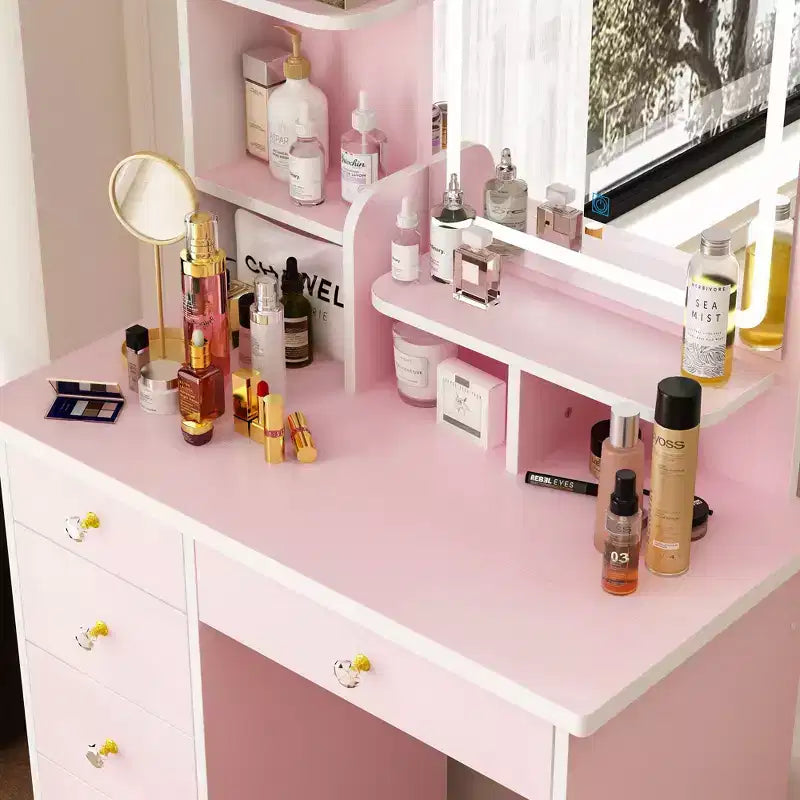 Famapy 31.5''W Dressing Desk Makeup Vanity Set with Stool and Mirror Led Light Bedroom Accent