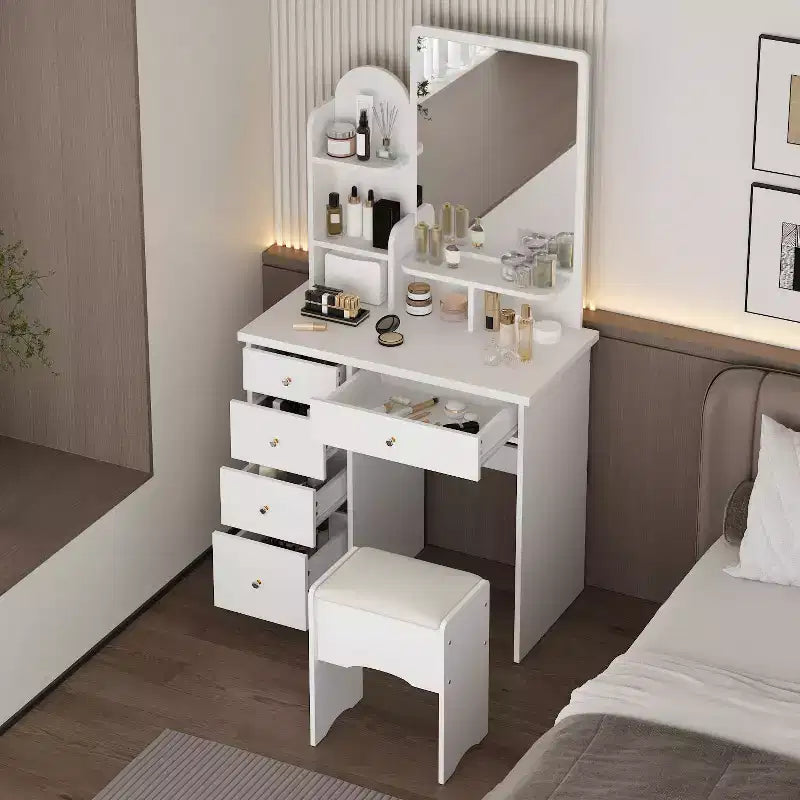 Famapy 31.5''W Dressing Desk Makeup Vanity Set with Stool and Mirror Led Light Bedroom Accent