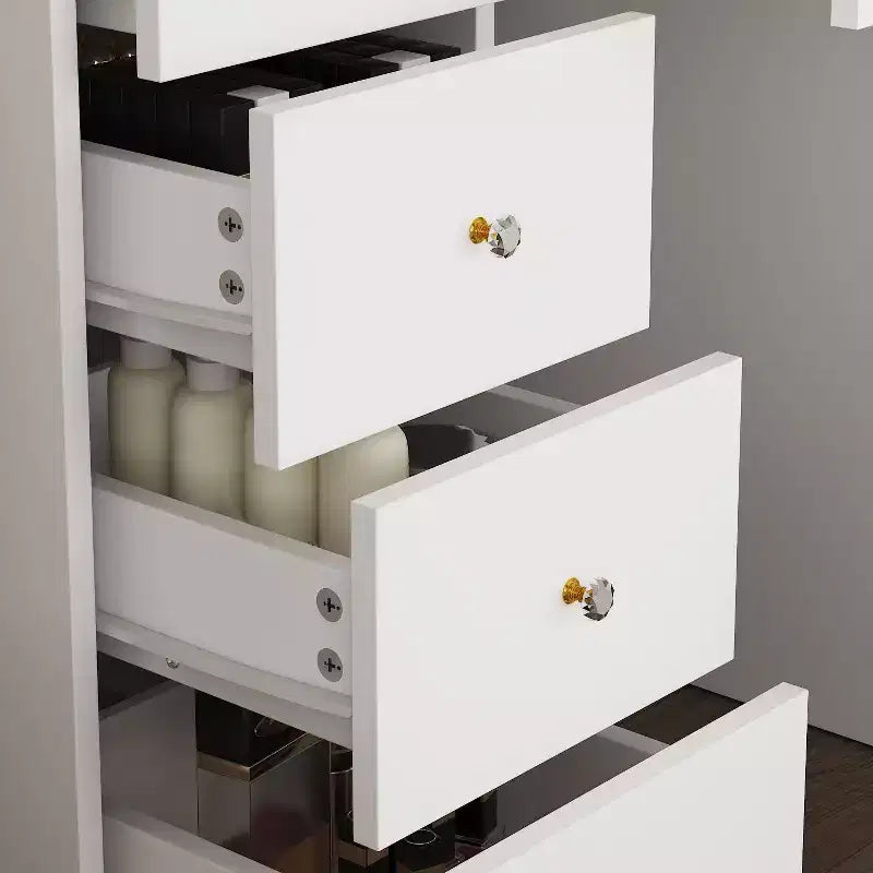 Famapy 31.5''W Dressing Desk Makeup Vanity Set with Stool and Mirror Led Light Bedroom Accent