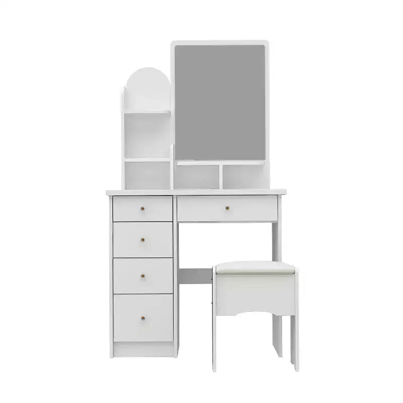 Famapy 31.5''W Dressing Desk Makeup Vanity Set with Stool and Mirror Led Light Bedroom Accent