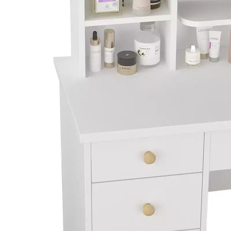 Famapy 31.5''W Dressing Desk Makeup Vanity Set with Stool and Mirror Led Light Bedroom Accent