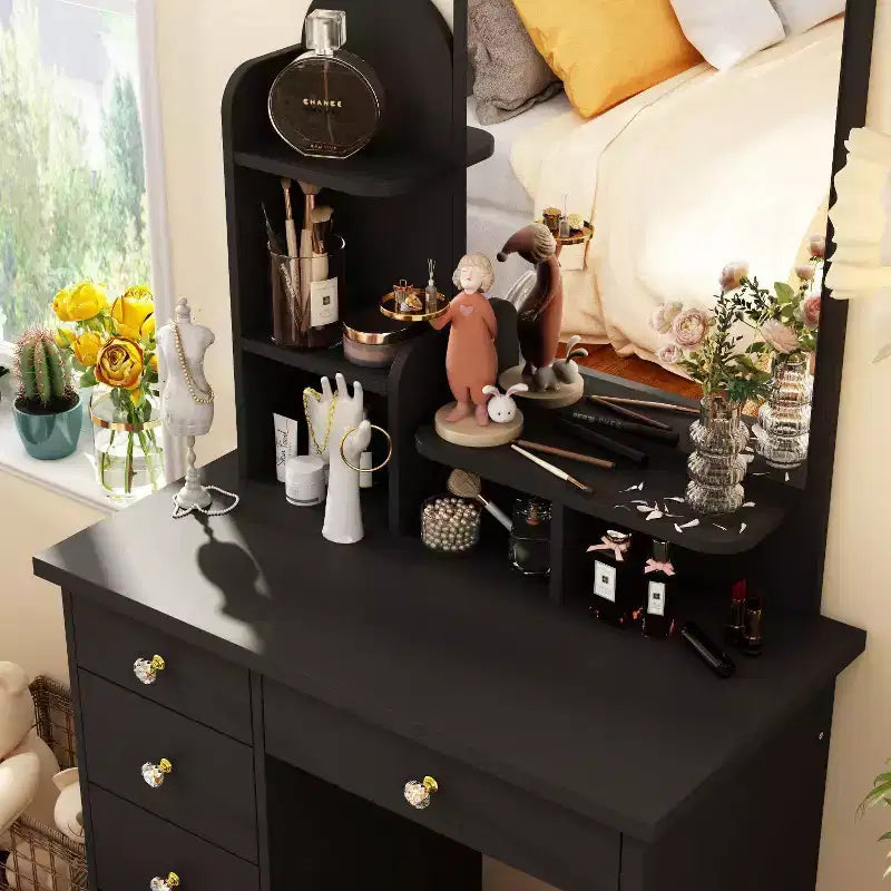Famapy 31.5''W Dressing Desk Makeup Vanity Set with Stool and Mirror Led Light Bedroom Accent