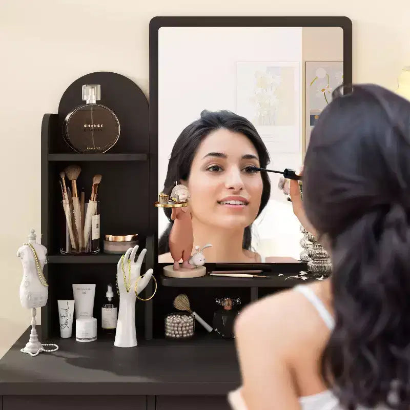 Famapy 31.5''W Dressing Desk Makeup Vanity Set with Stool and Mirror Led Light Bedroom Accent