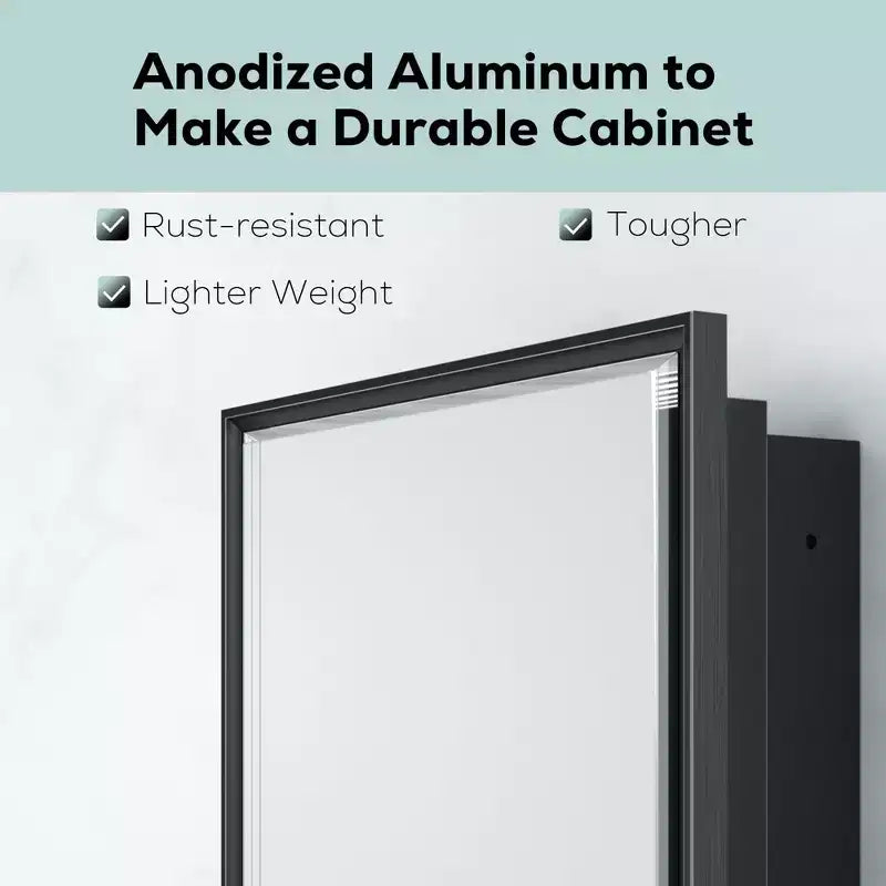 Keonjinn17 in. W x 25 in. H Metal Framed Rectangular Framed Recessed/Surface Mount Medicine Cabinet with Mirror