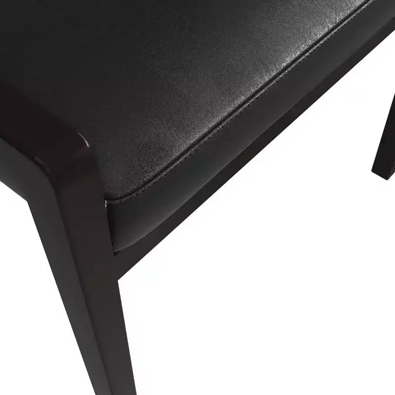 LeisureMod Ethora Modern Dining Chair U-Shaped Curved Open Back, Upholstered Leather Seat with Durable Rubberwood Legs, Dining & Kitchen Seating
