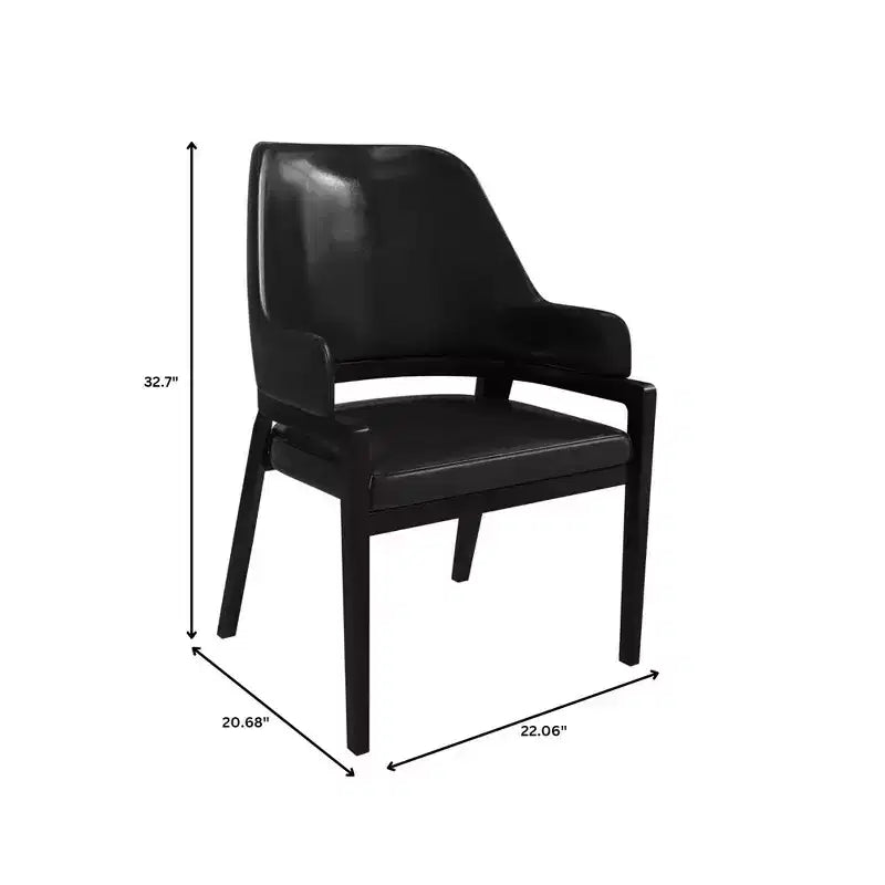 LeisureMod Ethora Modern Dining Chair U-Shaped Curved Open Back, Upholstered Leather Seat with Durable Rubberwood Legs, Dining & Kitchen Seating