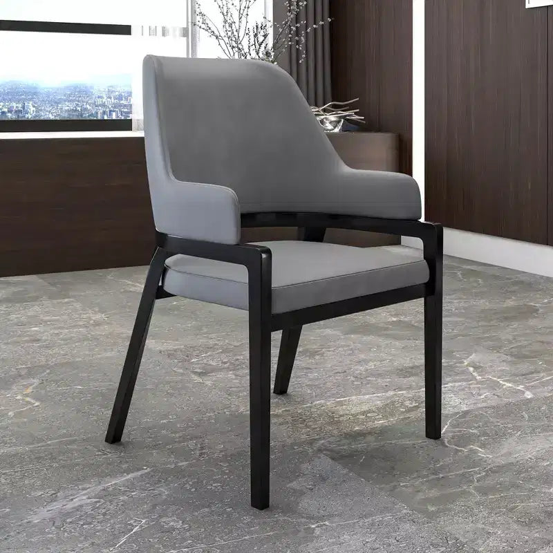 LeisureMod Ethora Modern Dining Chair U-Shaped Curved Open Back, Upholstered Leather Seat with Durable Rubberwood Legs, Dining & Kitchen Seating