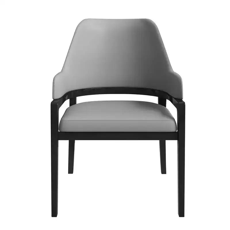 LeisureMod Ethora Modern Dining Chair U-Shaped Curved Open Back, Upholstered Leather Seat with Durable Rubberwood Legs, Dining & Kitchen Seating