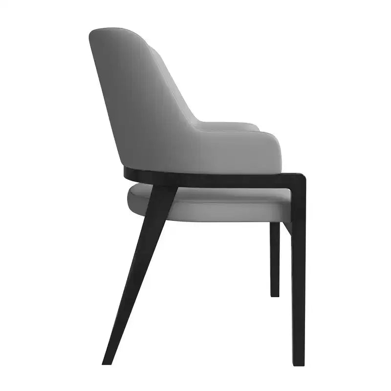 LeisureMod Ethora Modern Dining Chair U-Shaped Curved Open Back, Upholstered Leather Seat with Durable Rubberwood Legs, Dining & Kitchen Seating