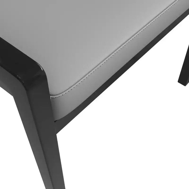 LeisureMod Ethora Modern Dining Chair U-Shaped Curved Open Back, Upholstered Leather Seat with Durable Rubberwood Legs, Dining & Kitchen Seating